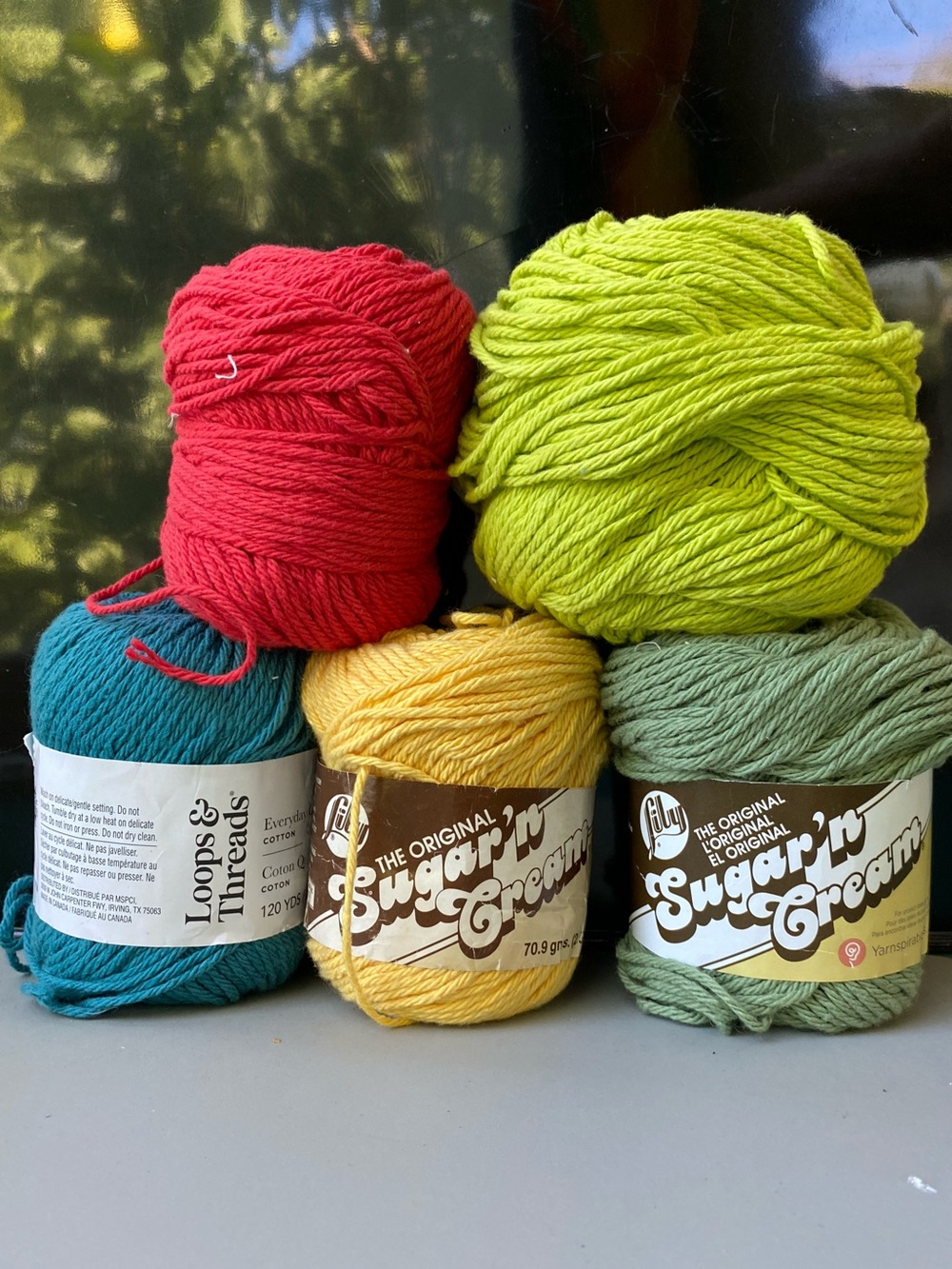 Cotton Yarn Lot. Worsted Wt., Sugar ‘n Cream & Loops & Threads. TOTAL: 13.1 oz